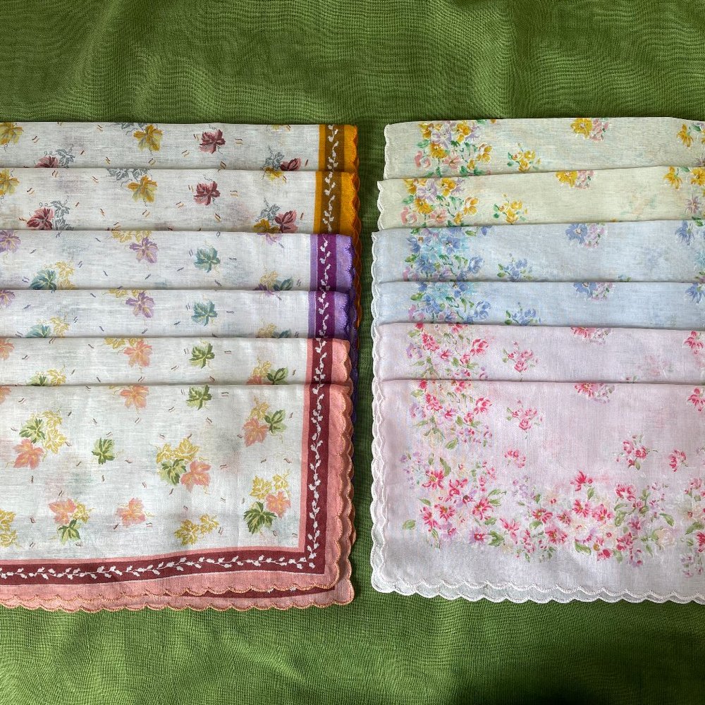 Vintage NEW Jean d'orly Paris Signed Handkerchiefs 100% Cotton Qty 12